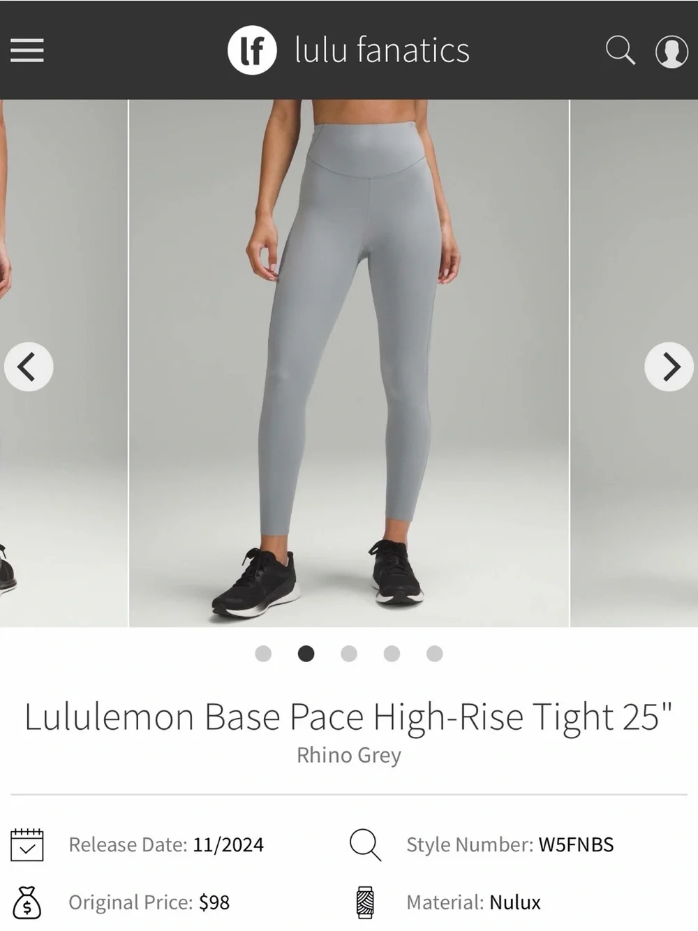 NWT Lululemon Base Pace High-Rise Tight Leggings 25